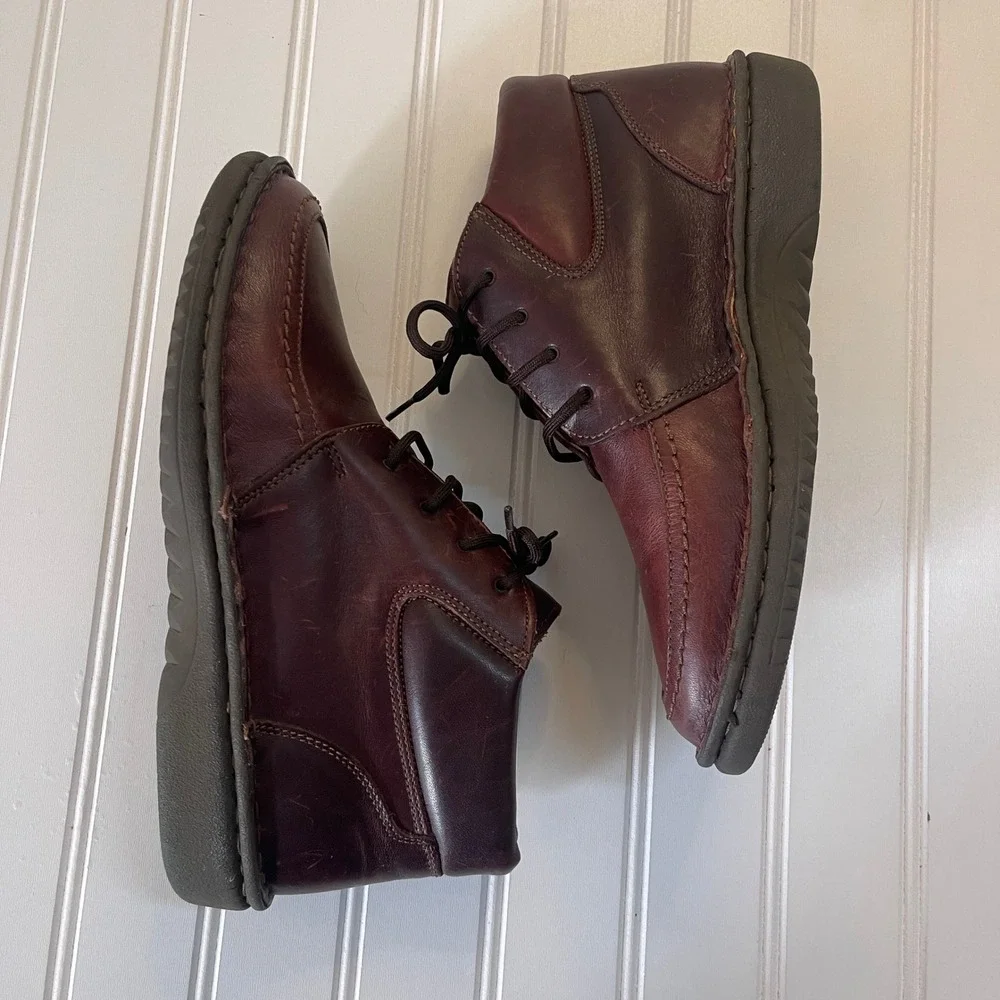 Vintage GH Bass Brussels Leather Chukka Boots Burgundy Oxblood Moc Toe Mens 6.5